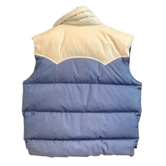 JC Penny Ski Apparel Size Large Unisex Navy Cream Snap Button Puffer Ski Vest - Picture 2 of 9